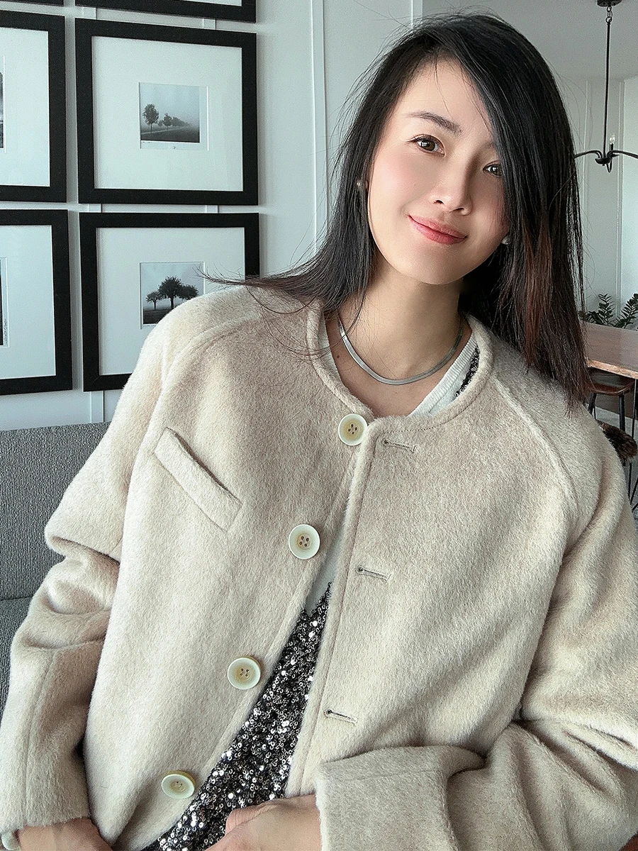 

Темно-синие клавиши, простой шерстяной кардиган с верблюжьим волосом, удобная верхняя одежда, одинаковое пальто, весенний сезон, женская мода