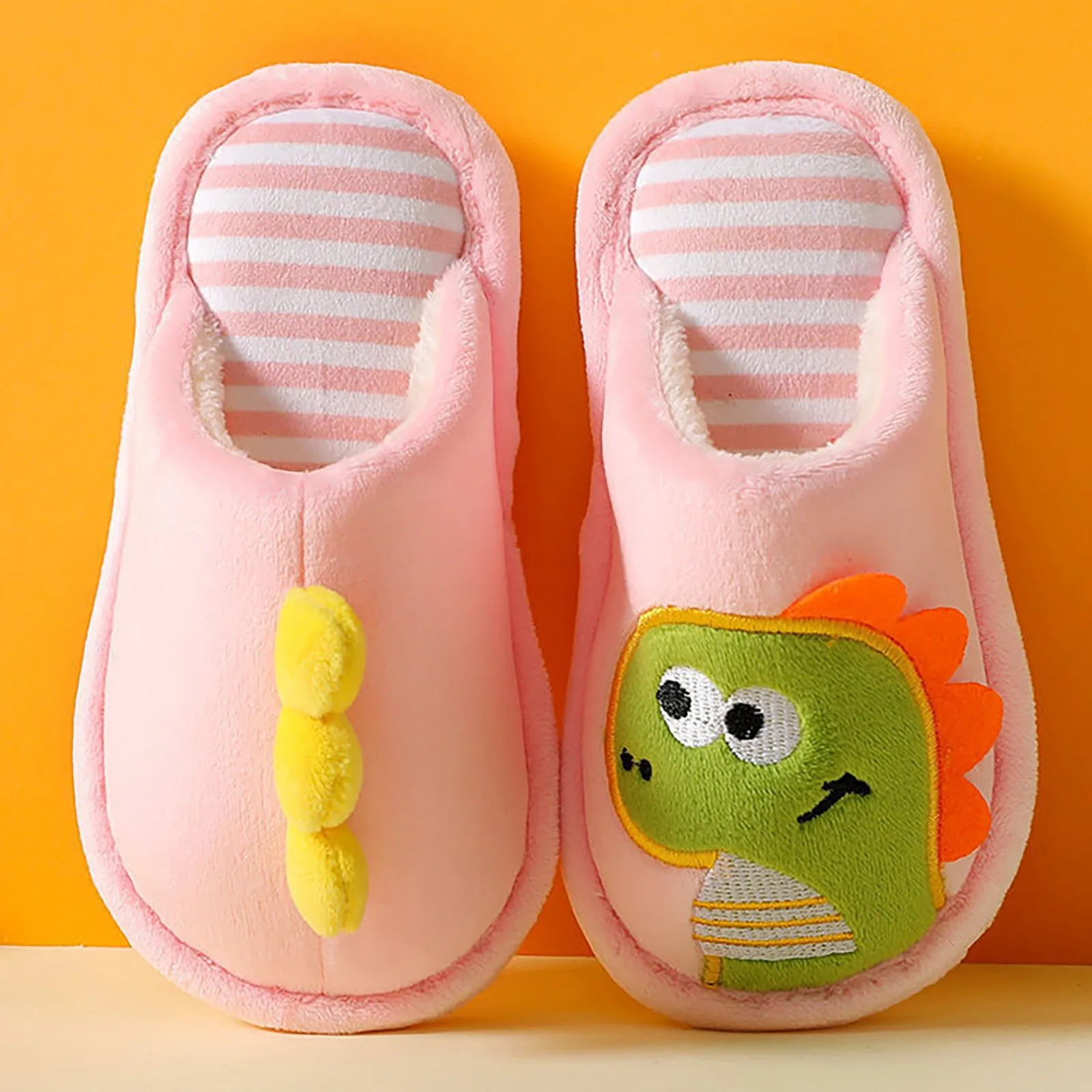 Children Winter Cotton Slippers Anti Slip Soft Cute Cartoon Dinosaur Plush Baby Warm velvet Slipper Autumn Kids Boys Girls Shoes