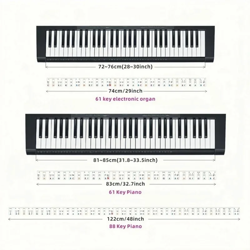 Miwayer Piano Keyboard Stickers for 88/61 Key Removable Piano Keyboard Note Labels for Learning Piano Notes Guide for Beginner - Image 2