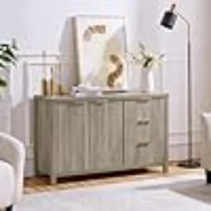 Oxford Fluted Storage Cabinet Sideboard Large Buffet with Adjustable Shelves, Multifunctional Accent Cabinet Console Cabinet