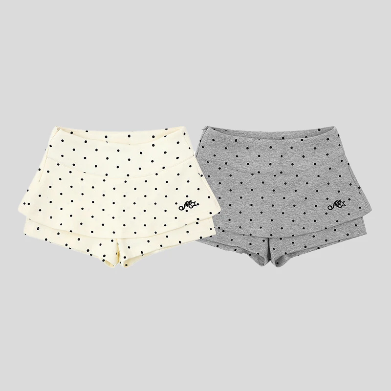 Apricot Grey Polka-Dot Sports Short Skirt Women Summer High Waist A Line Shorts Skirts Woman Streetwear Y2K Mini Skirt Female