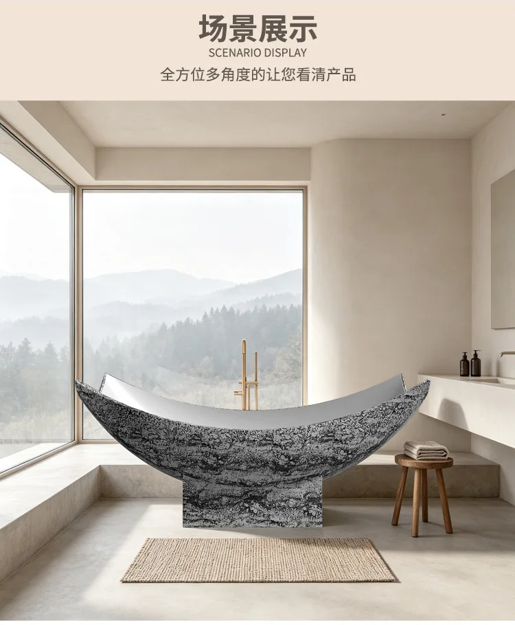 Freestanding Suspended Bathtub Artificial Stone Shape Double Large Size Hotel Home Bathroom Luxury