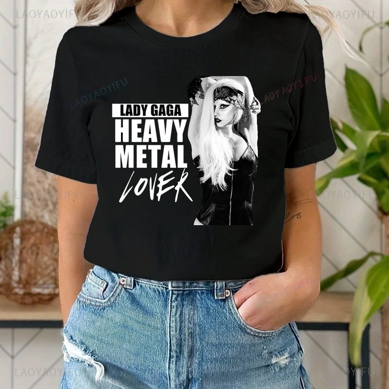 

Singer Lady Gaga Classic Poster Printed Shirt, Fans Everyday Street Wear, Women's Spring and Summer Casual Fashion T-shirt