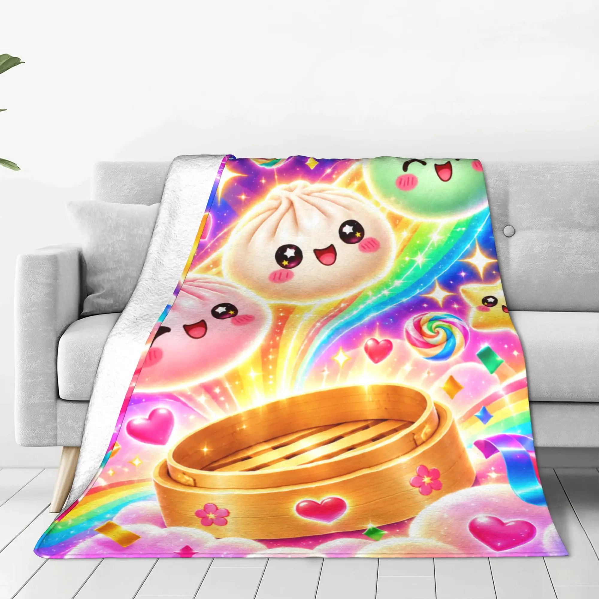 1PC Colorful candies assortment Rainbow Disco Ball Print Cozy Fleece Winter Blankets for Adults Bedding Home Interior Sofa Knee