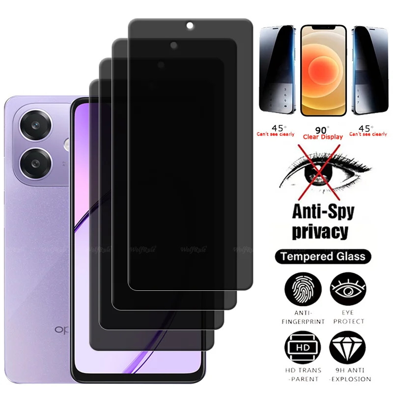 4Pcs For OPPO A40m Glass OPPO A40m Tempered Glass Phone Protective 9H HD Privacy Anti-Spy Glue Cover Screen Protector OPPO A40m