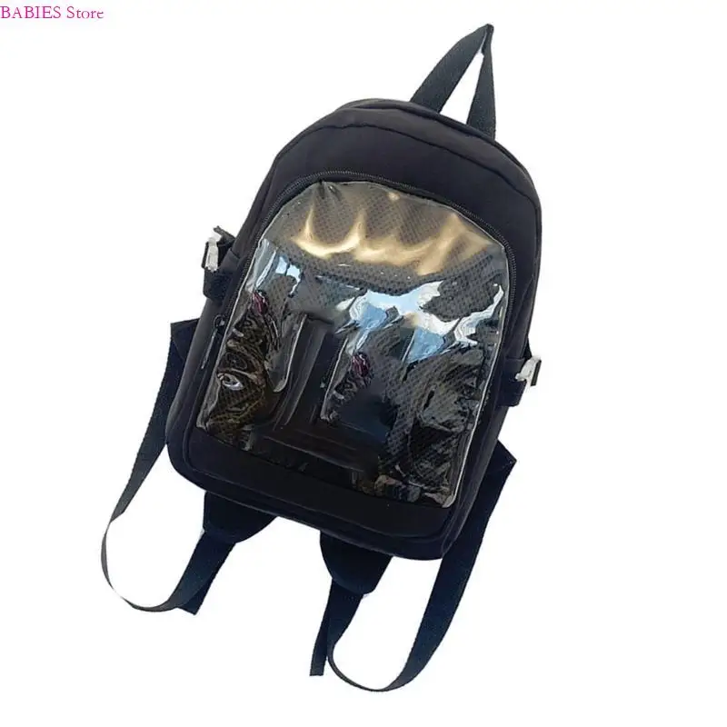 

C9GB School Girl Small Backpack Japanese Animes Itabag Transparent Nylon School Bag