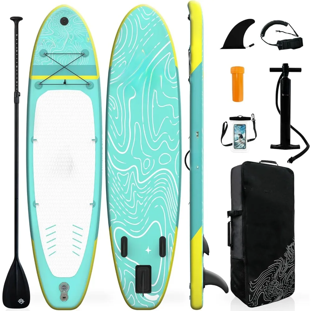 

Surfboard Inflatable Stand Up Paddle Premium Accessories, Non-Slip Deck, Waterproof Bag, Leash,Hand Pump Surfboard