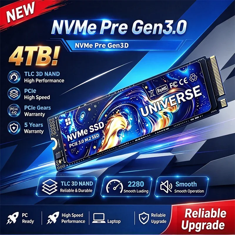UNIVERSE SSD M.2 NVMe PCIe3.0 2280 TLC 3D NAND 500GB 1TB 2TB 4TB High Speed Solid State Disk for Desktop Laptop