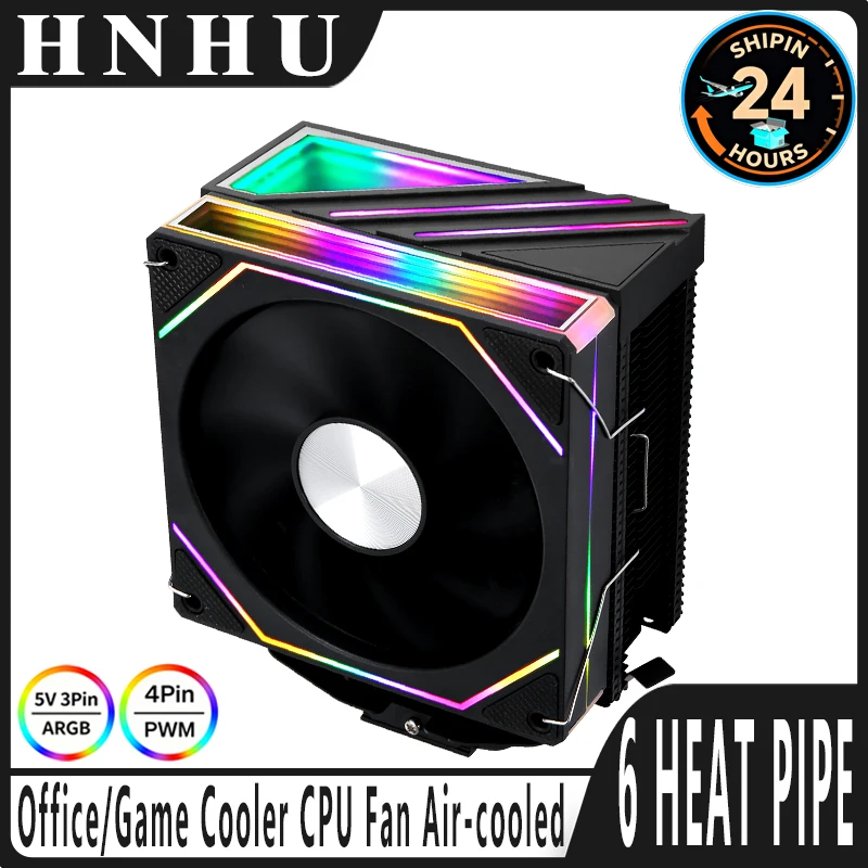 

HNHU Совместимый LGA115x 1200 1700 2011 x79 x99 AMD Эффективный процессорный кулер Черный 120 мм ARGB Вентилятор 4/6 с тепловой трубкой Вентилятор с воздушным охлаждением