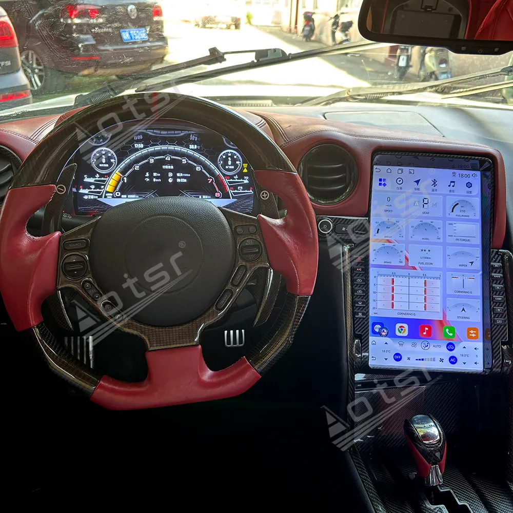 12 ''Carplay الرقمية العنقودية عداد المسافات شاشة لنيسان GTR LCD 2009-2017 الظاهري قمرة القيادة سرعة متر أداة لوحة القيادة السيارة #2