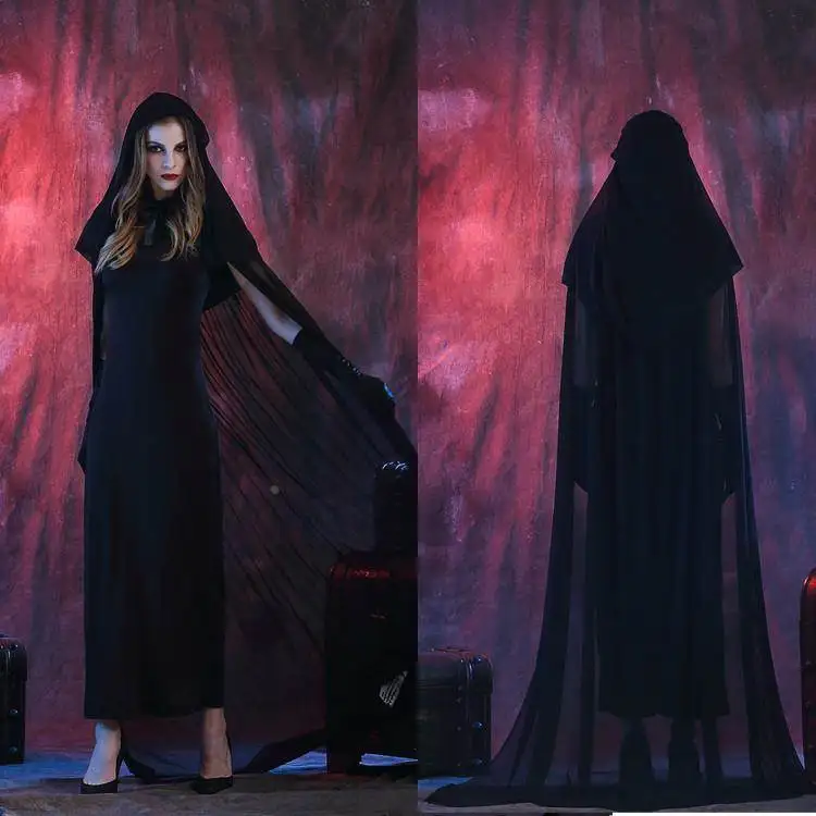 أزياء Bla Devil loween أزياء الساحرة ليلة شبح لعبة orm نادي موضوع الاسمية أداء الملابس النسائية Faion