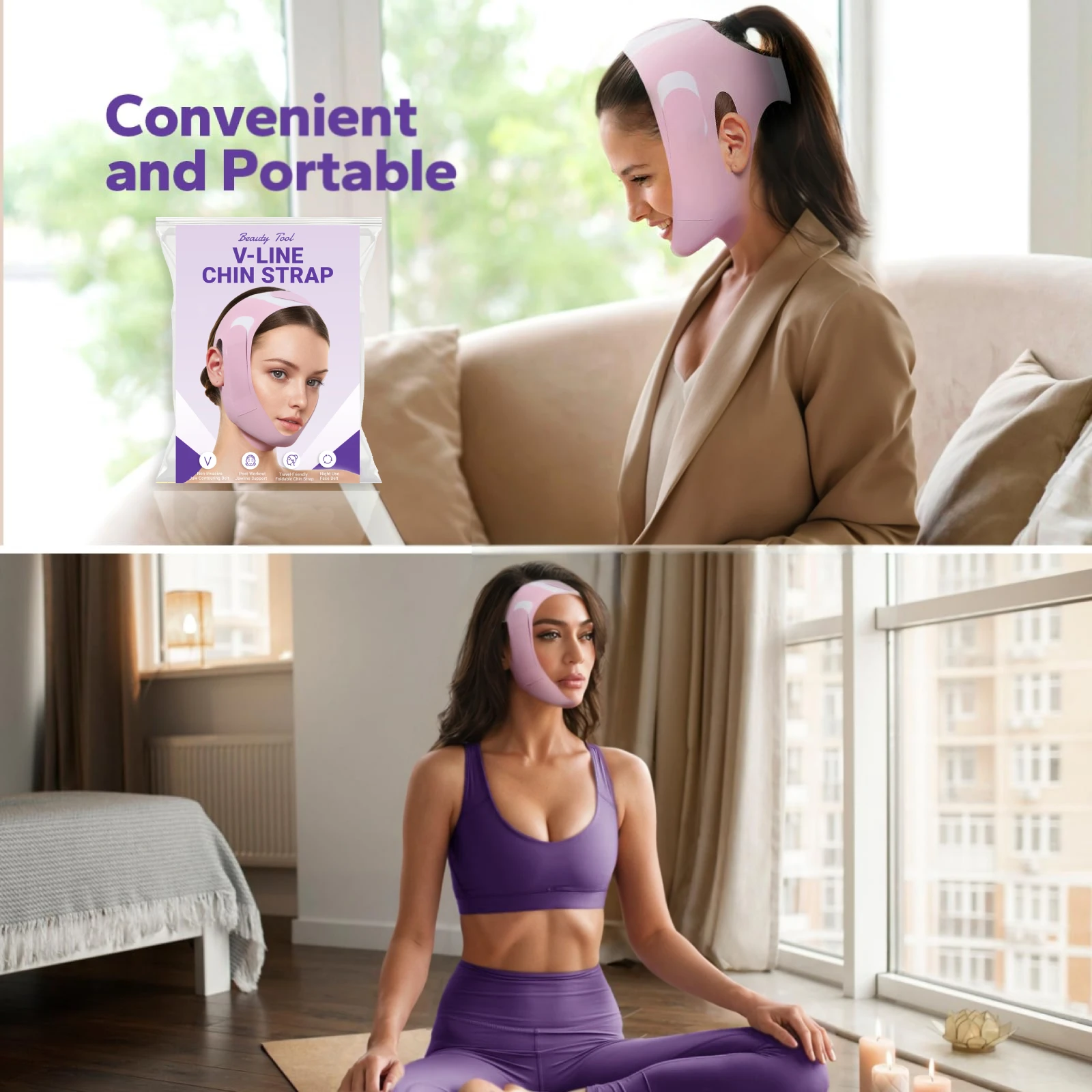 V Line Lifting Chin Strap Reusable Adjustable Face Lift Mask Chin Strap For Double Chin For Women