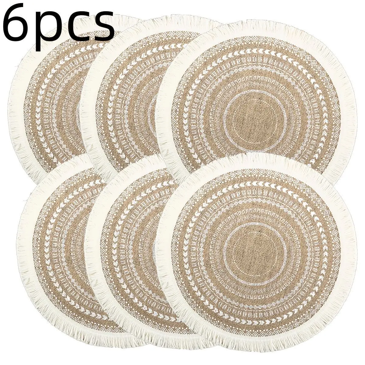 Bohemian Style Non-Slip Round Linen Placemat 2D Printed Kitchen Dining Table Mat for Parties Christmas Amiodarone Hydrochloride view 3