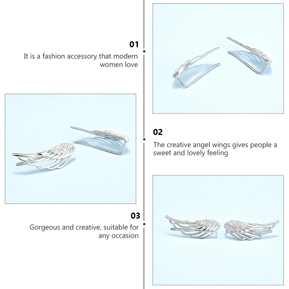 

Earrings Women's Fairy Wings Adult Earhook Safe Material Ears S925 Sterling Silver Trendy Jewelry Star