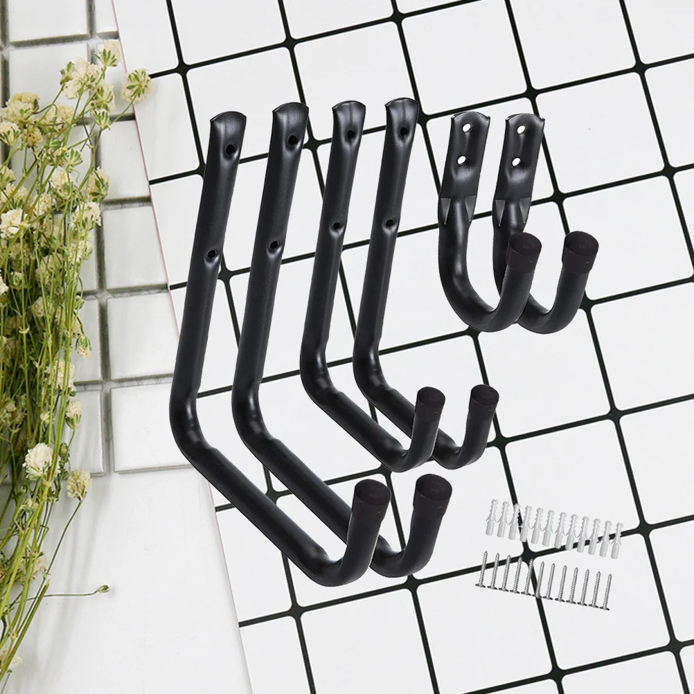 6 Pc Garden Hooks Metal Wall Hanger Tool Coat Heavy Duty Utility Room Warehouse