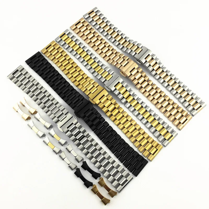 Watch Band for DATEJUST Luxury Stainless Steel Strap Curved End Flat Interface Strap Bracelet 10 12 13 14 16 17 18 19 20 21 22mm