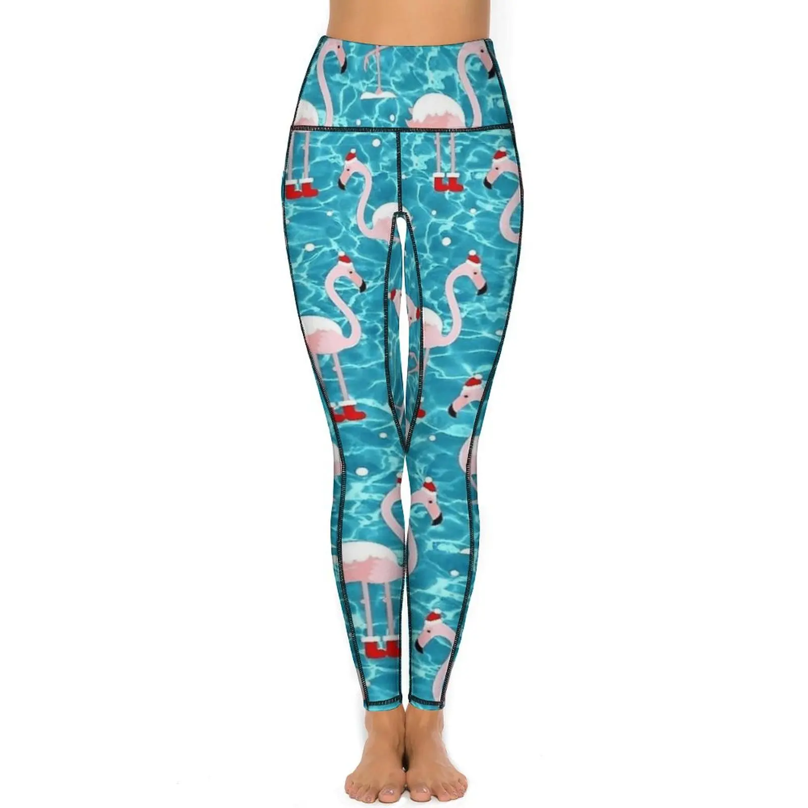 Kerst Kerstman Flamingo Kerst Yoga Broek Zakken Legging Sexy Push Up Vintage Yoga Sport Legging Sneldrogende Grafische Gym Legging