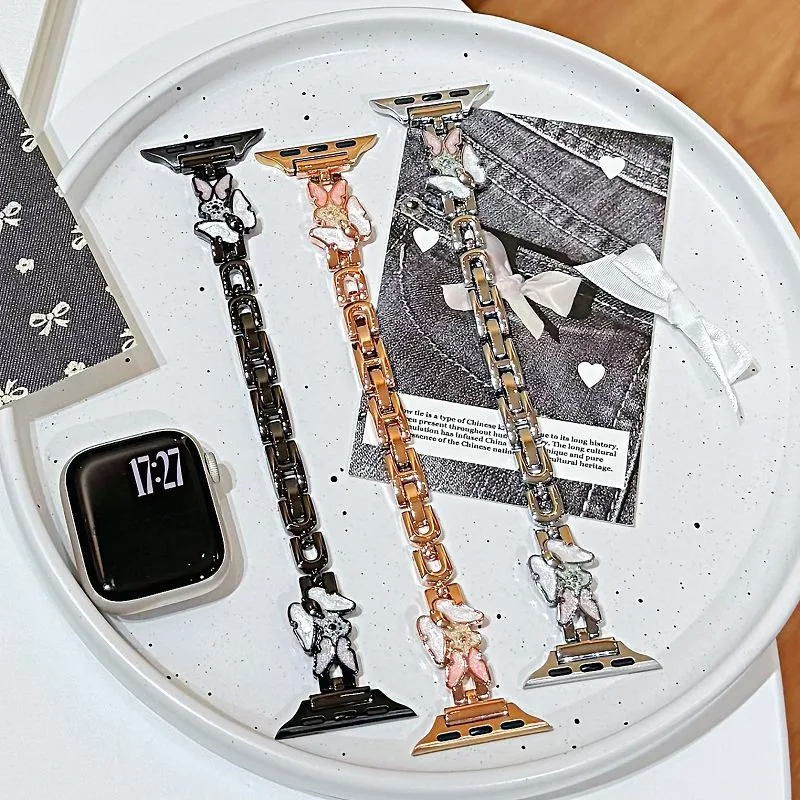 

Jewelry Butterfly Metal Strap for Apple Watch Bands 38 41 42 44 46 49mm Bracelet Slim Women Wristband Strap for iWatch S10 9 8 7
