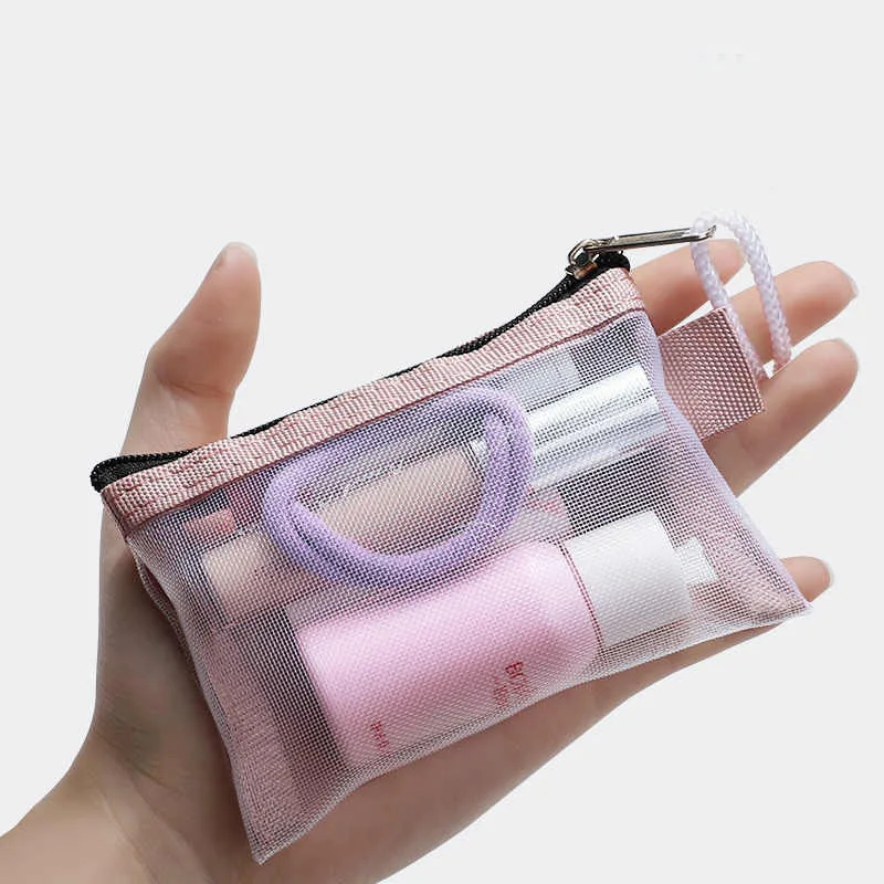 

Маленькая сетчатая косметичка, милая женская косметичка для губной помады и карточек, легкий прозрачный органайзер для монет и денег, чехол для девочек, подарок