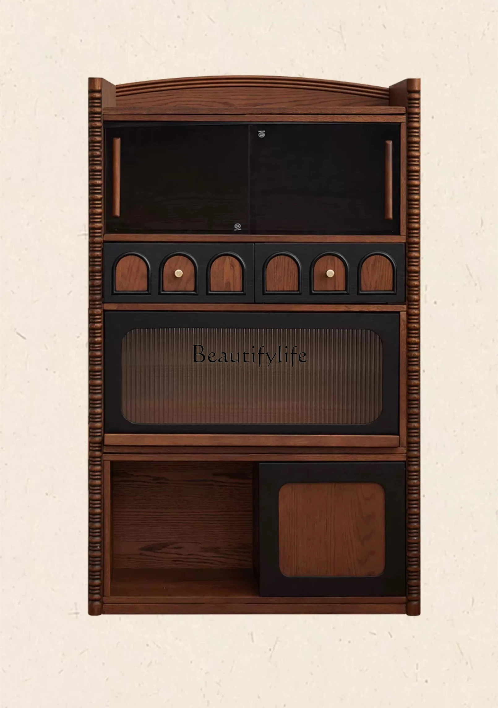 

Medieval solid wood telescopic bookcase small apartment living room display cabinet