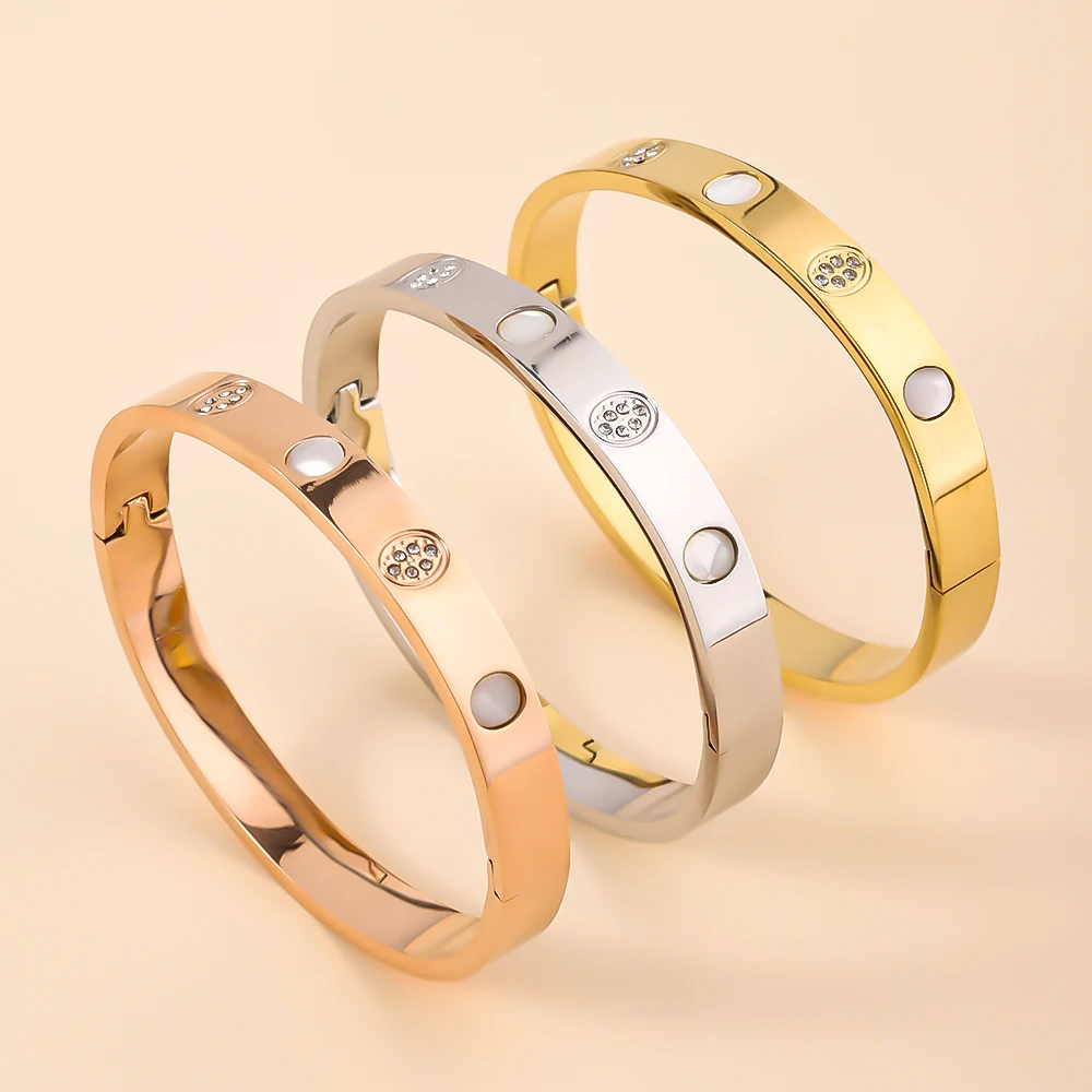 

ZHIRUI High-quality Stainless Steel Bracelet Bangle, Light Luxury Waterproof Daily Women's Wrist Jewelry Gift