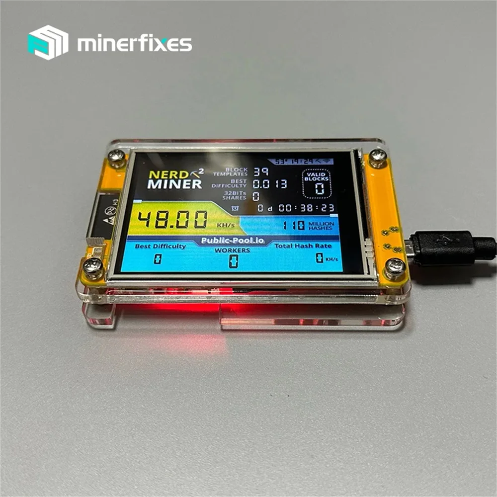 Imagem -04 - Smart Display Bitcoin Miner Crypto Solo Loteria Nerd Miner v2 Esp322432s028r Hashrate 49km s 2.8