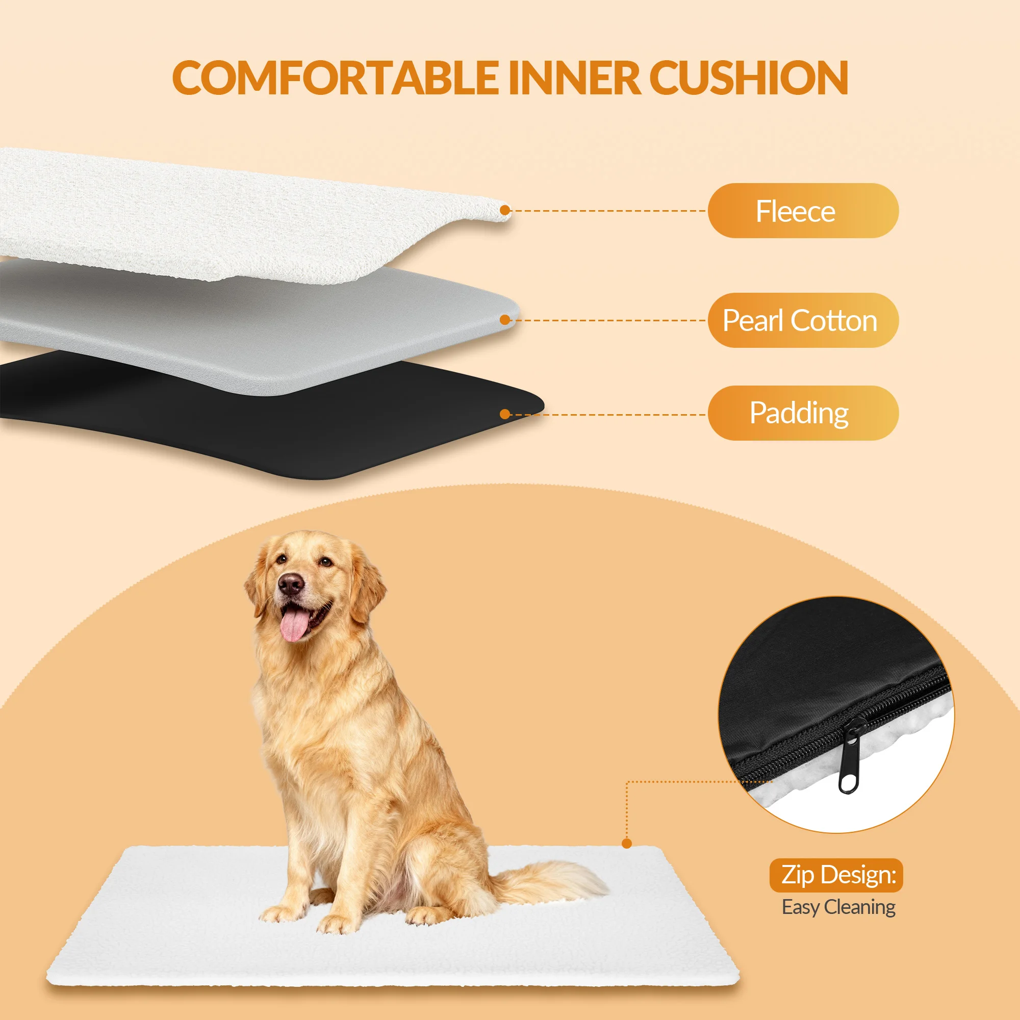 

76.2×53.4×53.4cm Foldable 3-Door Portable Dog Carrier with Reflective Strips & Storage Pockets
