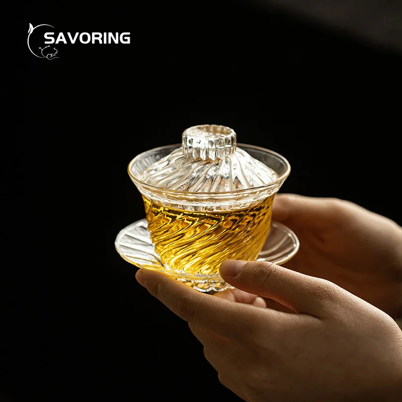 Heat-resistant Glass Gaiwan 150ml Handmade Tea Bowl Tool Cup Kungfu Tea Set Oolong Cup Chinese Cover Maker Drinking Puer Gai Wan