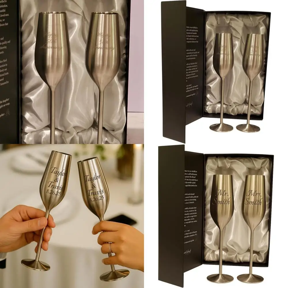 

Фужеры для шампанского с индивидуальной гравировкой — идеально подходят для подарков, торжеств и особых случаев — набор из 2 штук в подарочной коробке