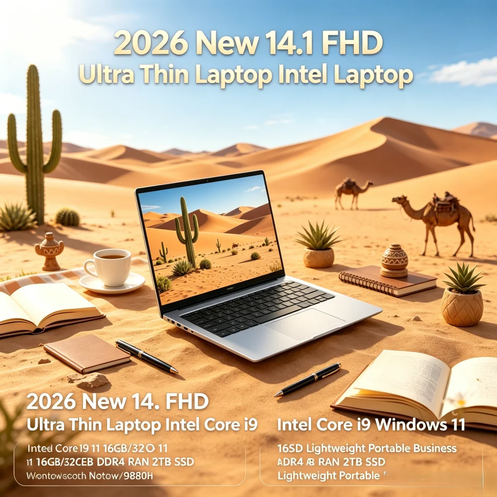 Portátil Ultrafino de 14.1" Fhd, Intel Core i9, Windows 11, 16GB/32GB RAM DDR4, 2TB Ssd, Ligero, Portátil, para Negocios, Nuevo 2026