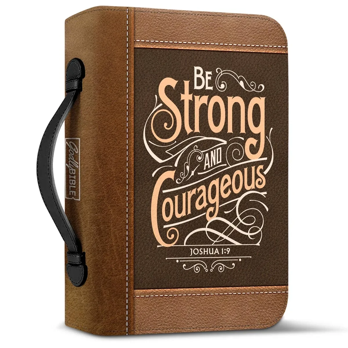 Be Strong And Courageous Joshua 1 9  Bible Vrese Print Ladies Leather Bible Cover High Quality Handle Bible Bags DIY Your Name