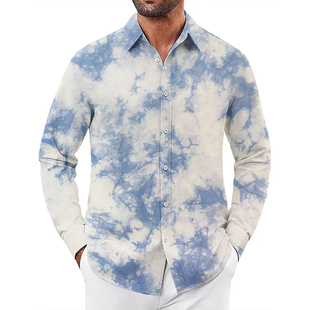 

Рубашка на пуговицах с рисунком тай-дай, модная мужская и женская одежда с длинным рукавом, повседневная свободная уличная одежда унисекс, сорочка, осенние мужские рубашки