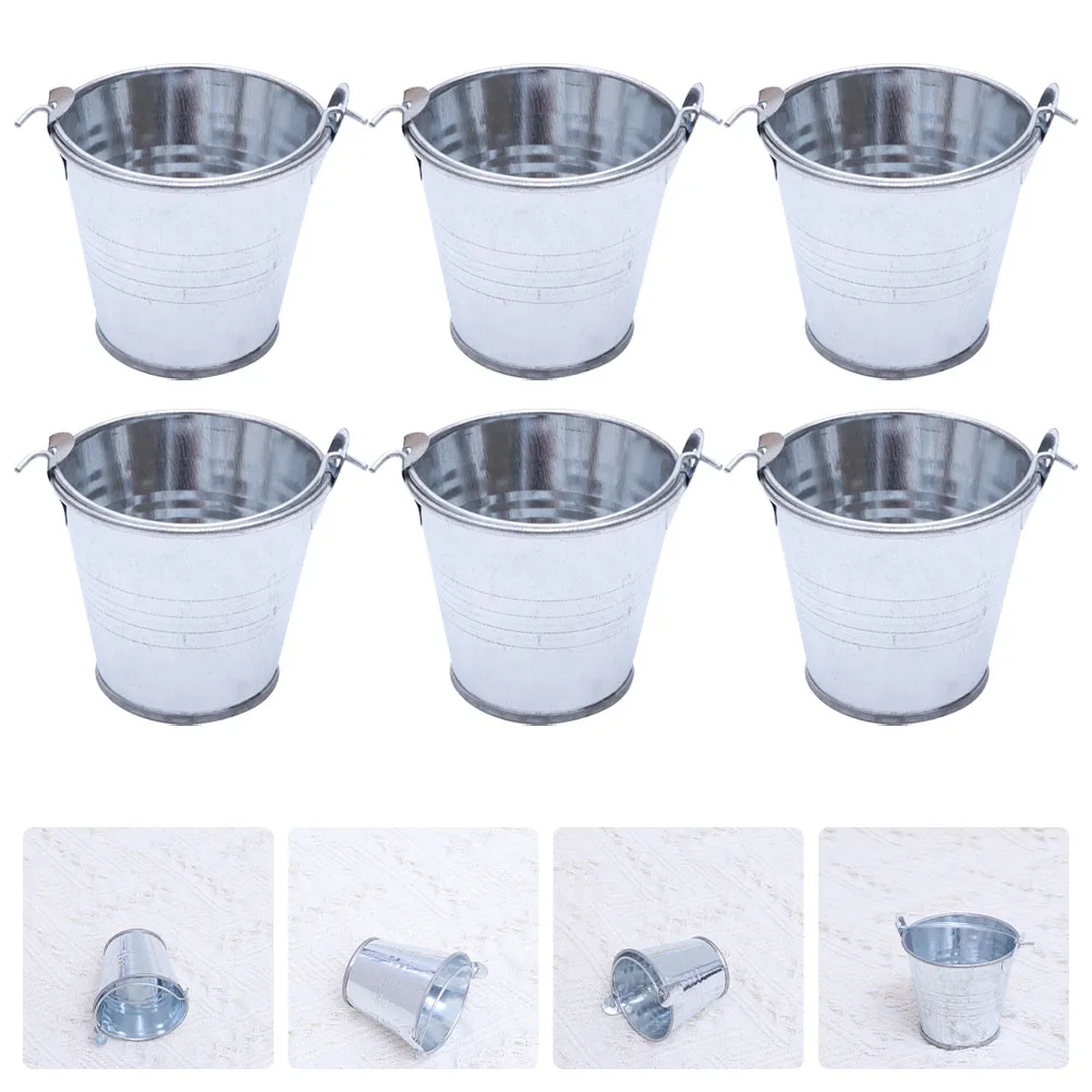 

6pcs Bucket Creative Flowerpots Iron Buckets Succulents Home Mini Buckets Small Gift For Home Gardening Desktop Storage
