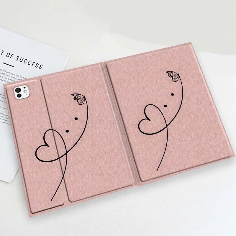 

Cartoon Heart Line Butterfly For iPad Pro Mini Air 1 2 3 4 5 6 7 10 11 th 8 9 gen 11 M4 M5 Foldable Tablet Case Cover