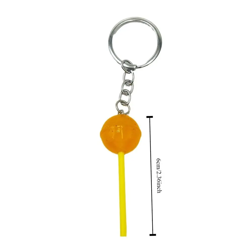 Lovely Jelly-colored Lollipop Keychain Pendant Resin Mini Bag Ornaments for Men Women Handbag Pendants Candy Key Rings