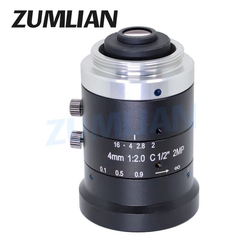 2MP Large Wide Angle lens 4mm F2.0 C-Mount Machine Vision Lens Low Distortion FA Lens for Camera Filter Thread M30.5 CCTV lens