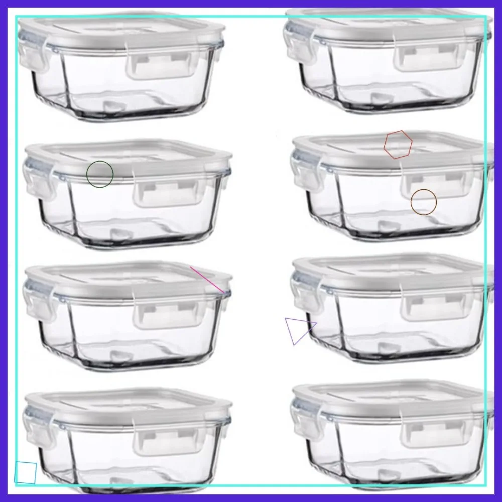 

16-Piece Square Glass Food Storage Set with Lids, BPA-Free Meal Prep Containers, Dishwasher & Freezer Safe (8 Lids + 8 Bowls)