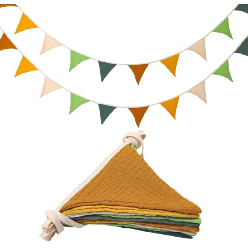 Hang Flag Banner Nursery Bunting Banner Flags Washable Cotton Fabric Triangle Pennant Garlands For Living Room And Bedroom