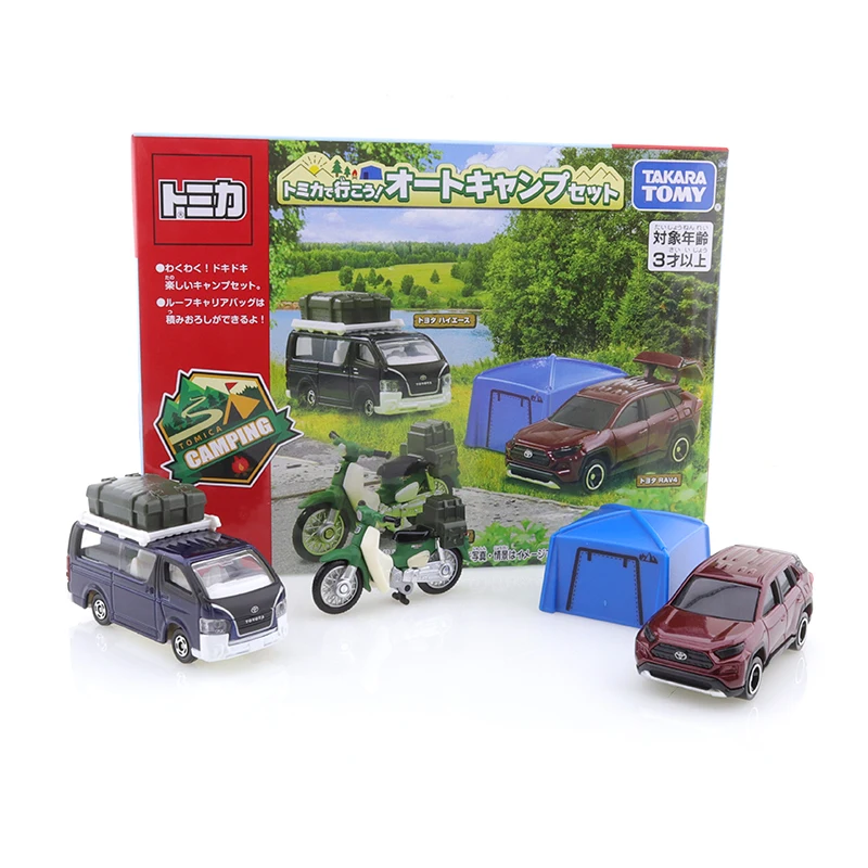 Takara Tomy Tomica Toyota Autocamping Set Diecast Model Boy Toy Motorcycle Dirt Bike Car Model Boy Toy Mode