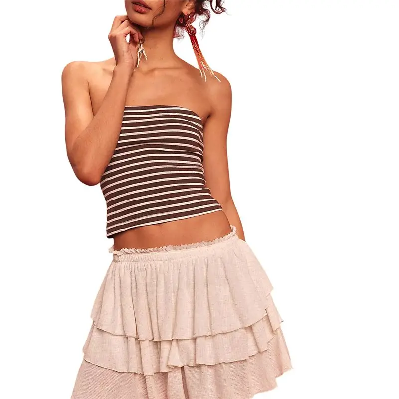 Two Piece Sets For Women Summer Outfits Lounge Sets Striped Tube Top And Pants Matching Sets Beach Vacation Travel