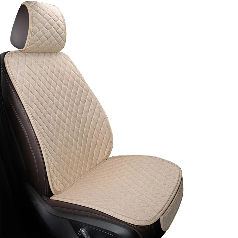 Universal Flax Car Seat Cover Front Rear Cushion Comfortable Breathable Protector Mat Four Season Pad Auto Interior Accessories