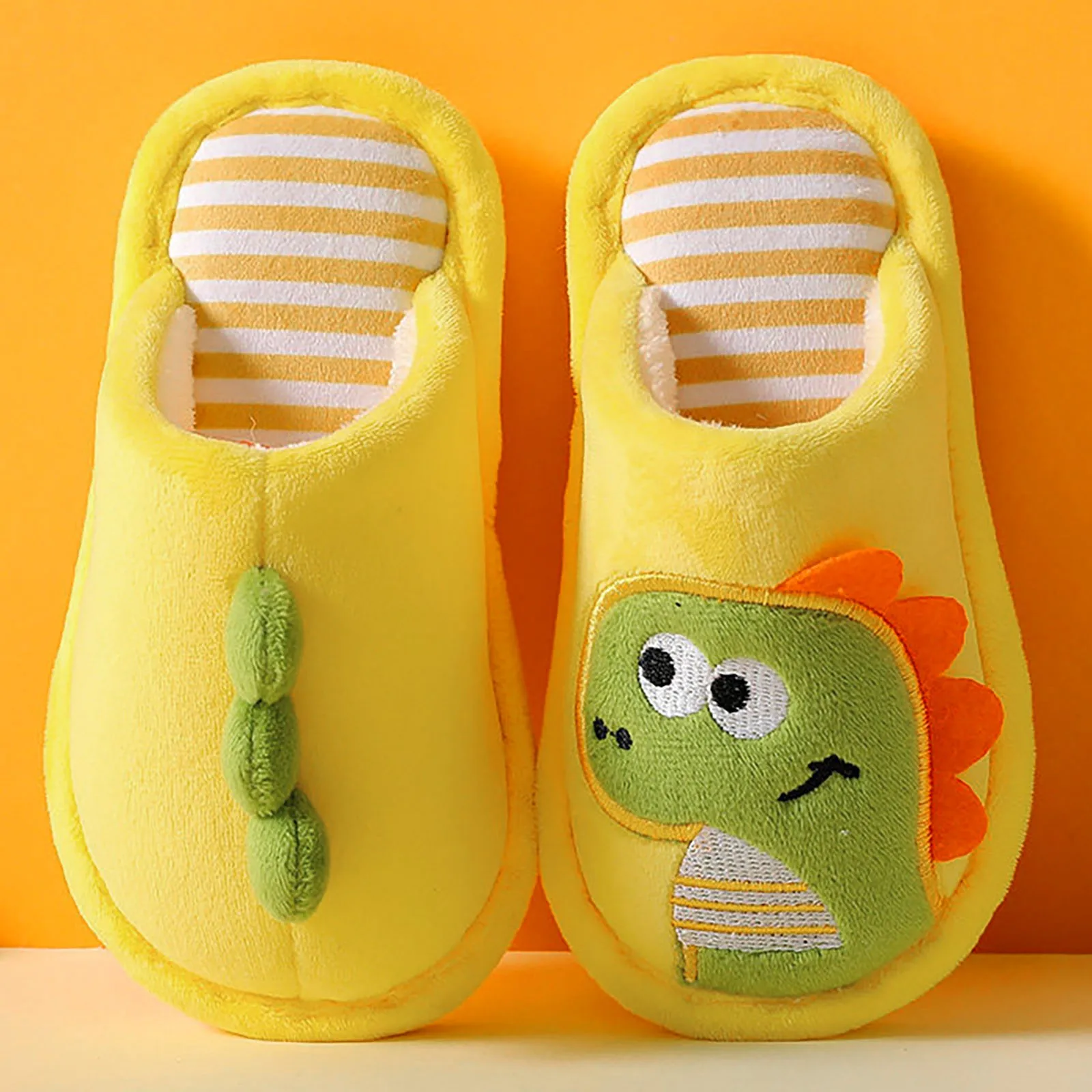 Children Winter Cotton Slippers Anti Slip Soft Cute Cartoon Dinosaur Plush Baby Warm velvet Slipper Autumn Kids Boys Girls Shoes