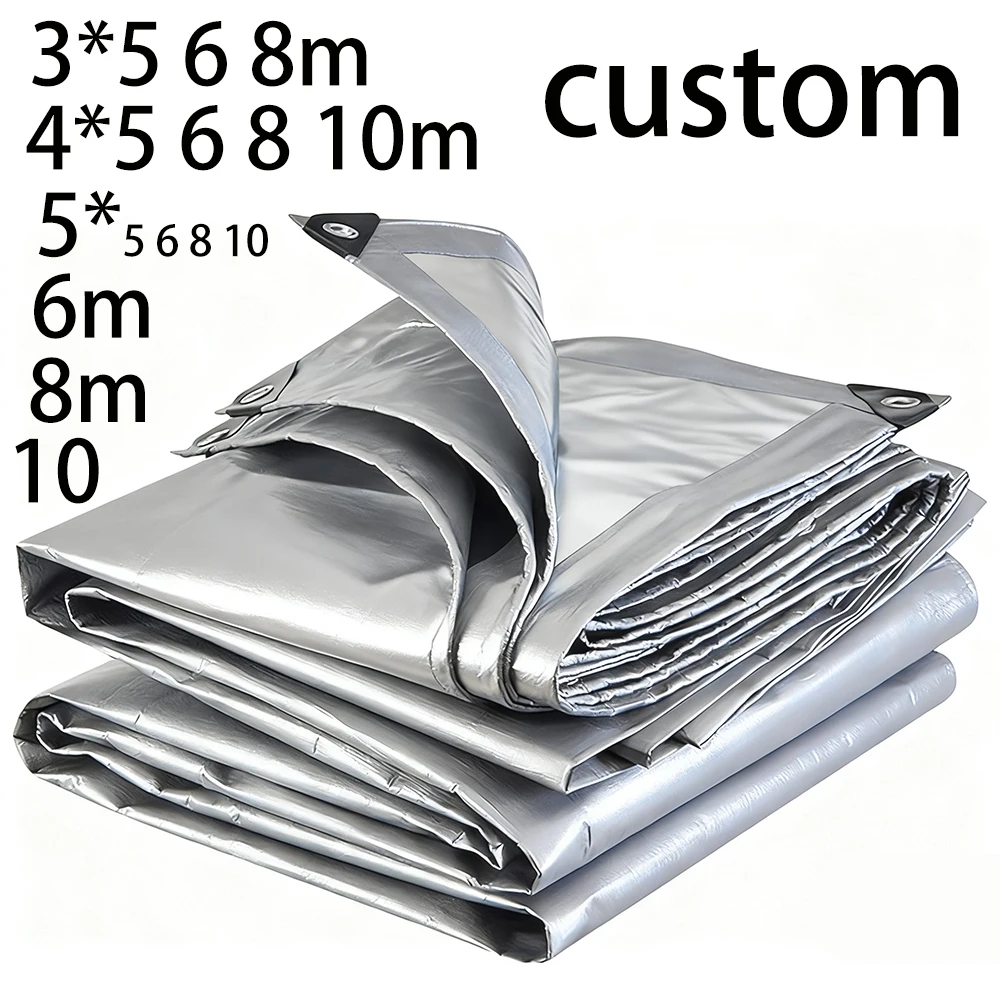 

Large Tarpaulin 3m 4x4 5 6 8 10 12 20m 5*5 6x6 Waterproof Tarp Custom Camping Silver Canopy Rain Shade Tent Cover Awning Outdoor