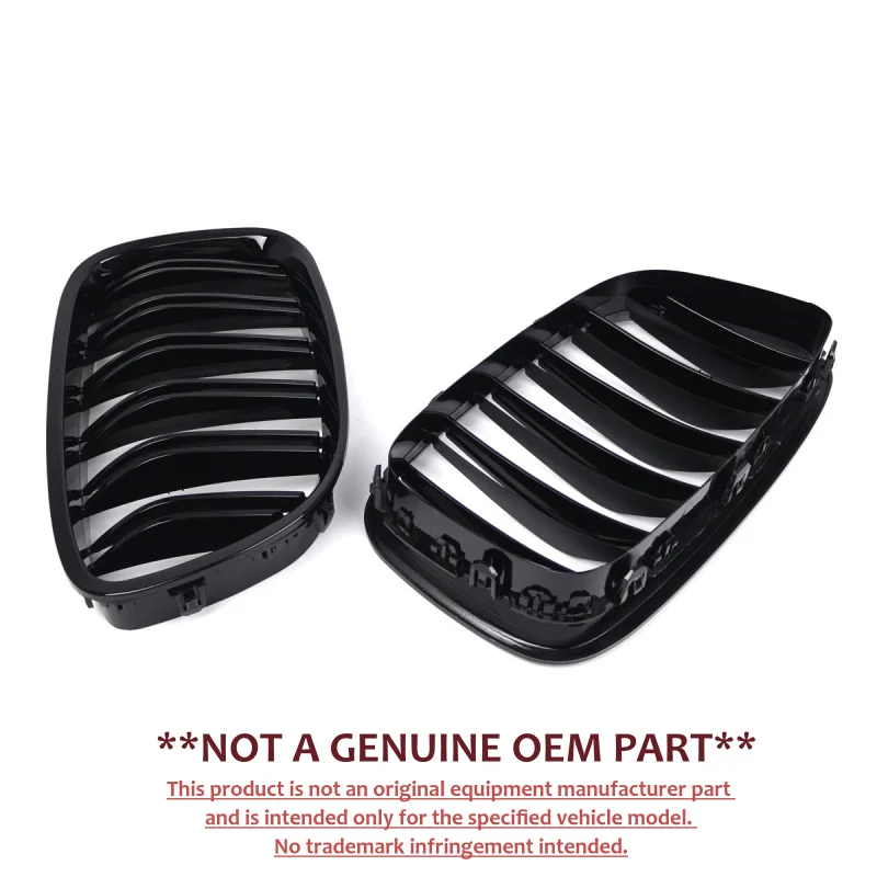 For BMW 5 Series GT F07 10‑16 Modified Black Double Slat Front Bumper Grille Air Intake Grill Exterior Body Accessories