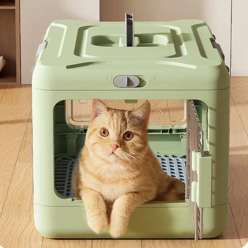 Folding Transparent Cat Carrying Suitcase Large Capacity Outdoor Cat Transport Box Travel Breathable Dog Suitcase Carriers