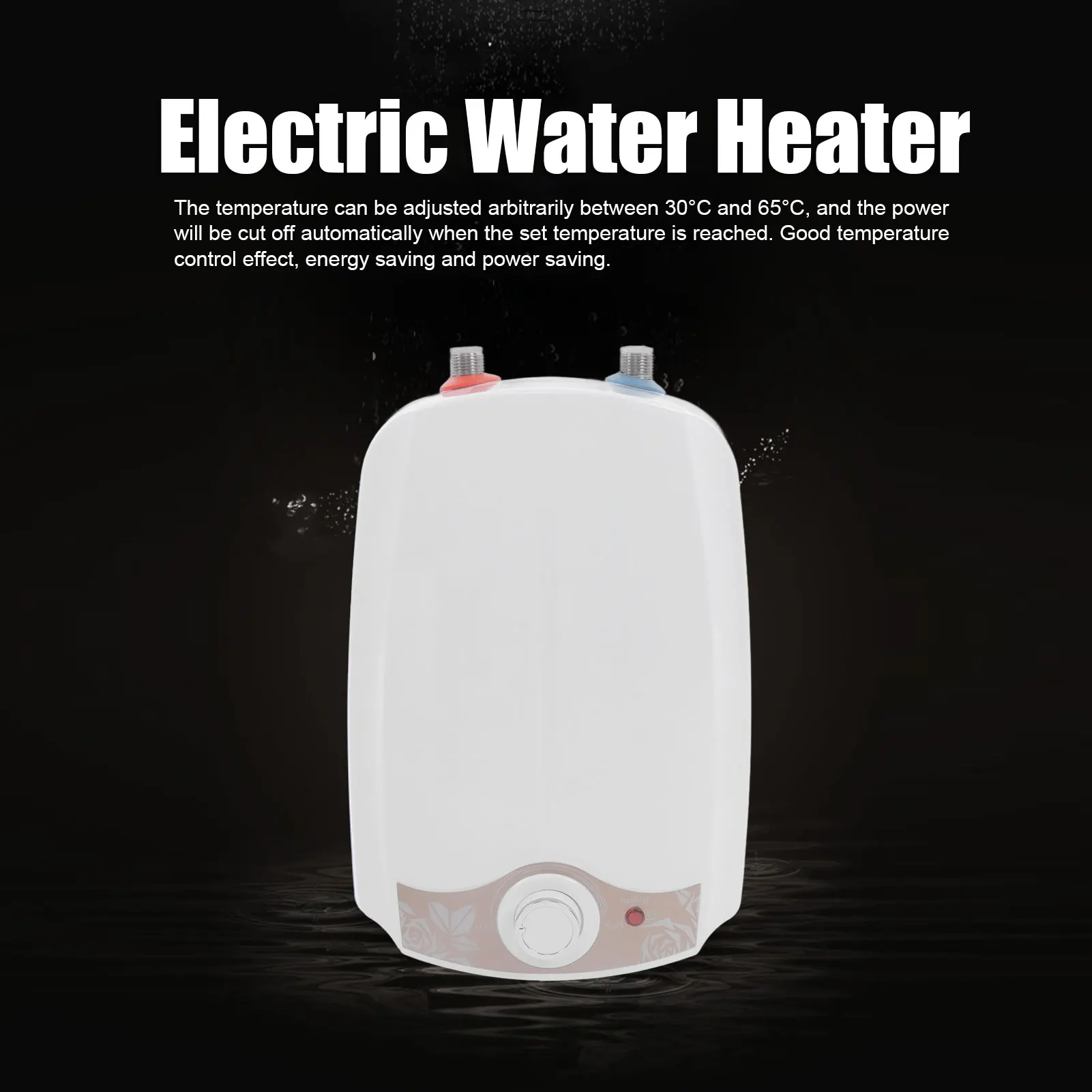 8L Mini Electric Water Heater IPX4 Kitchen Electric Hot Water Heater with Upper Water Outlet for Home Use EU 220V