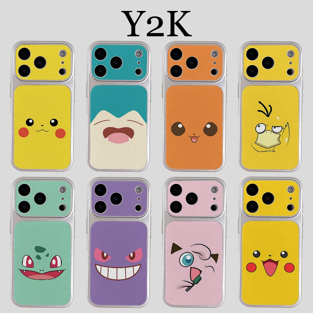 Lovely Anime Large Viewing Window Phone Case For Pokemons Psyduck Samsung Galaxy S26 S25 S24 S23 S22 S21 S20 FE 5G Skin texture
