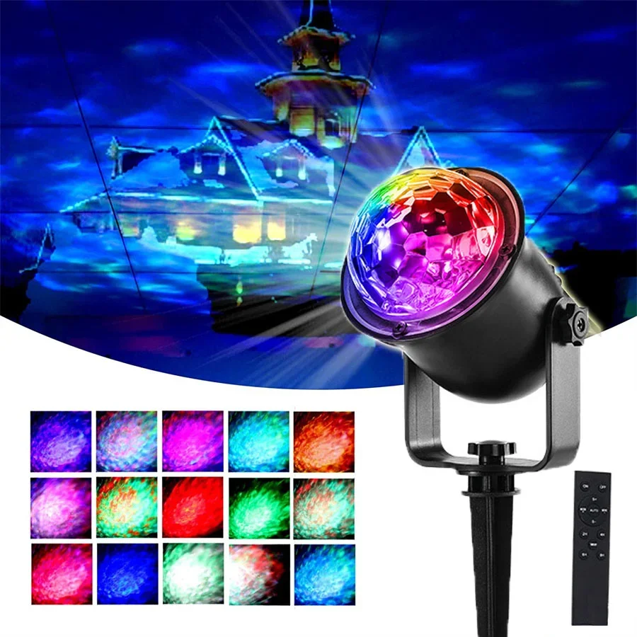 Outdoor Halloween Christmas Lights Projector Water Wave Projector Lamps Waterproof Ocean Ripple Projection Light with Remote