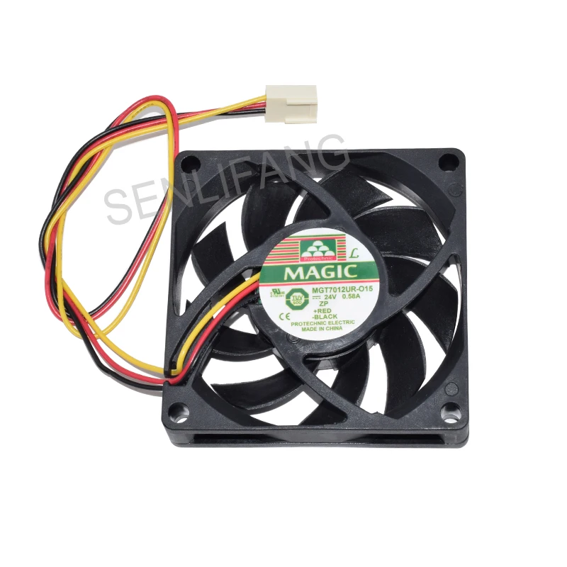 

For MAGIC MGT7012UR-O15 DC24V 0.58A 3 Wires 7015 70X70X15MM Cooling Fan