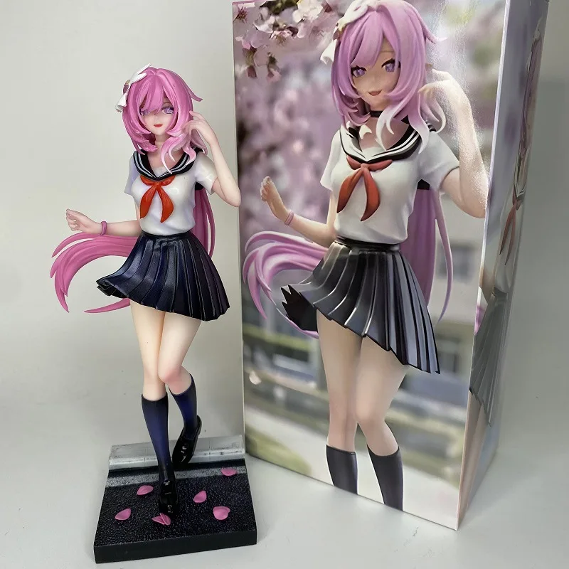 

Anime Girl Figure School Uniform Sailor Suit Cute Pink Hair Statue Cherry Blossom Base Collectible Desk Decor Gift For Anime Fan